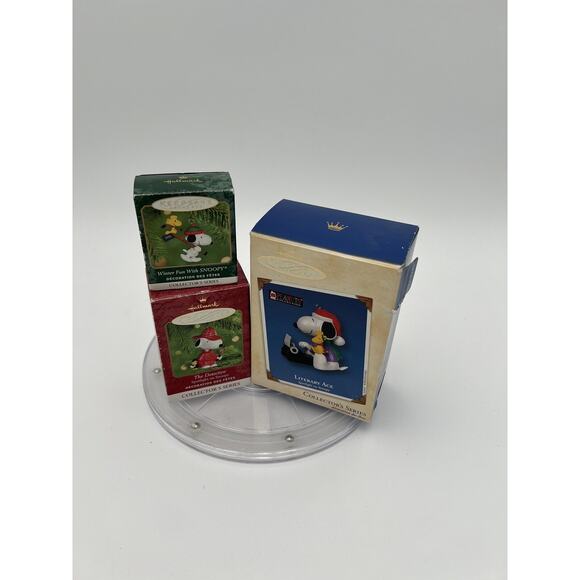 Lot of 3 Hallmark Keepsake Ornaments Peanuts Snoopy Woodstock Hockey Detective - Picture 1 of 9